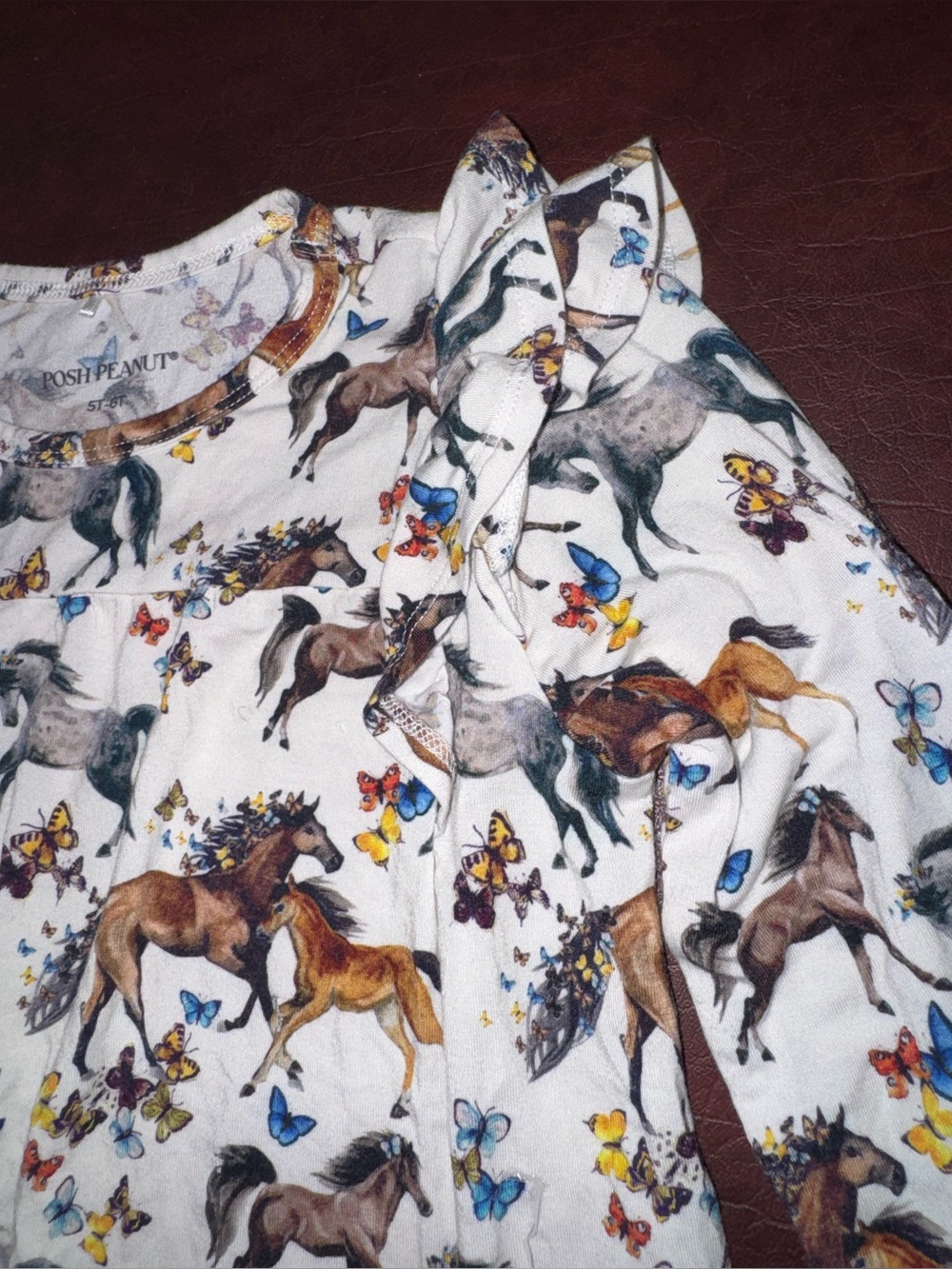 Posh Peanut Claire Horses Butterflies Long Sleeve Ruffle Twirl Dress 5/6T - Picture 9 of 12